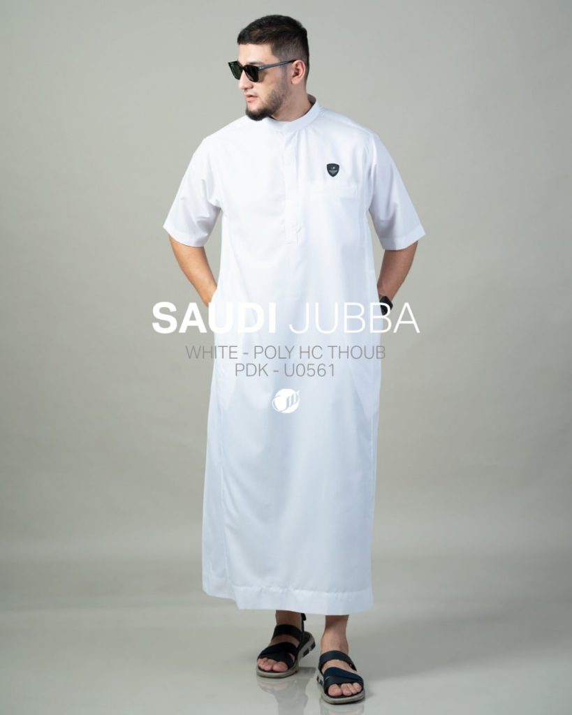 Jubah Saudi warna putih dari brand Samase