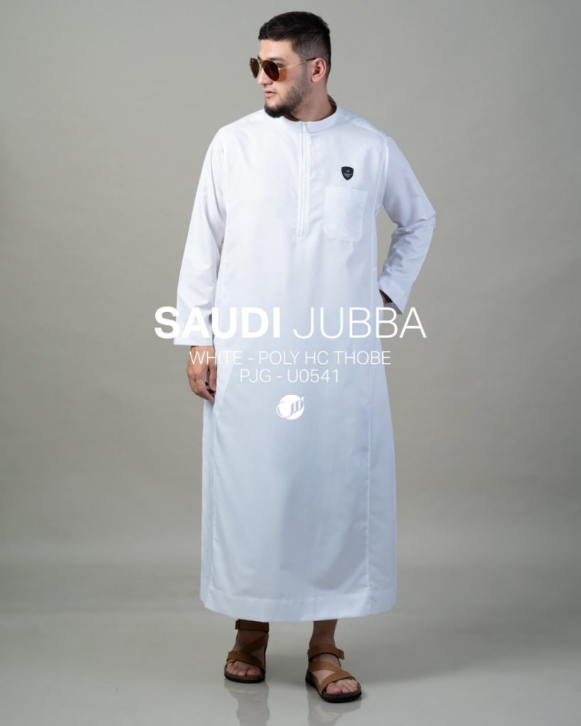 Jubah Saudi berwarna putih dari bradn Samase